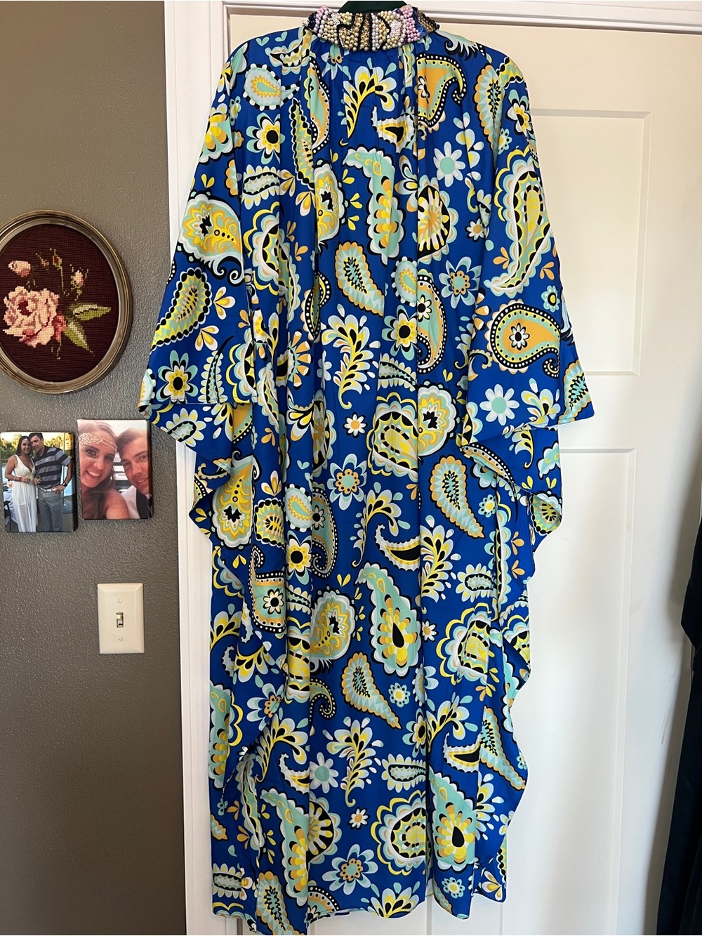Patricia Altschul Caftan Mumu - Paisley Beaded Collar